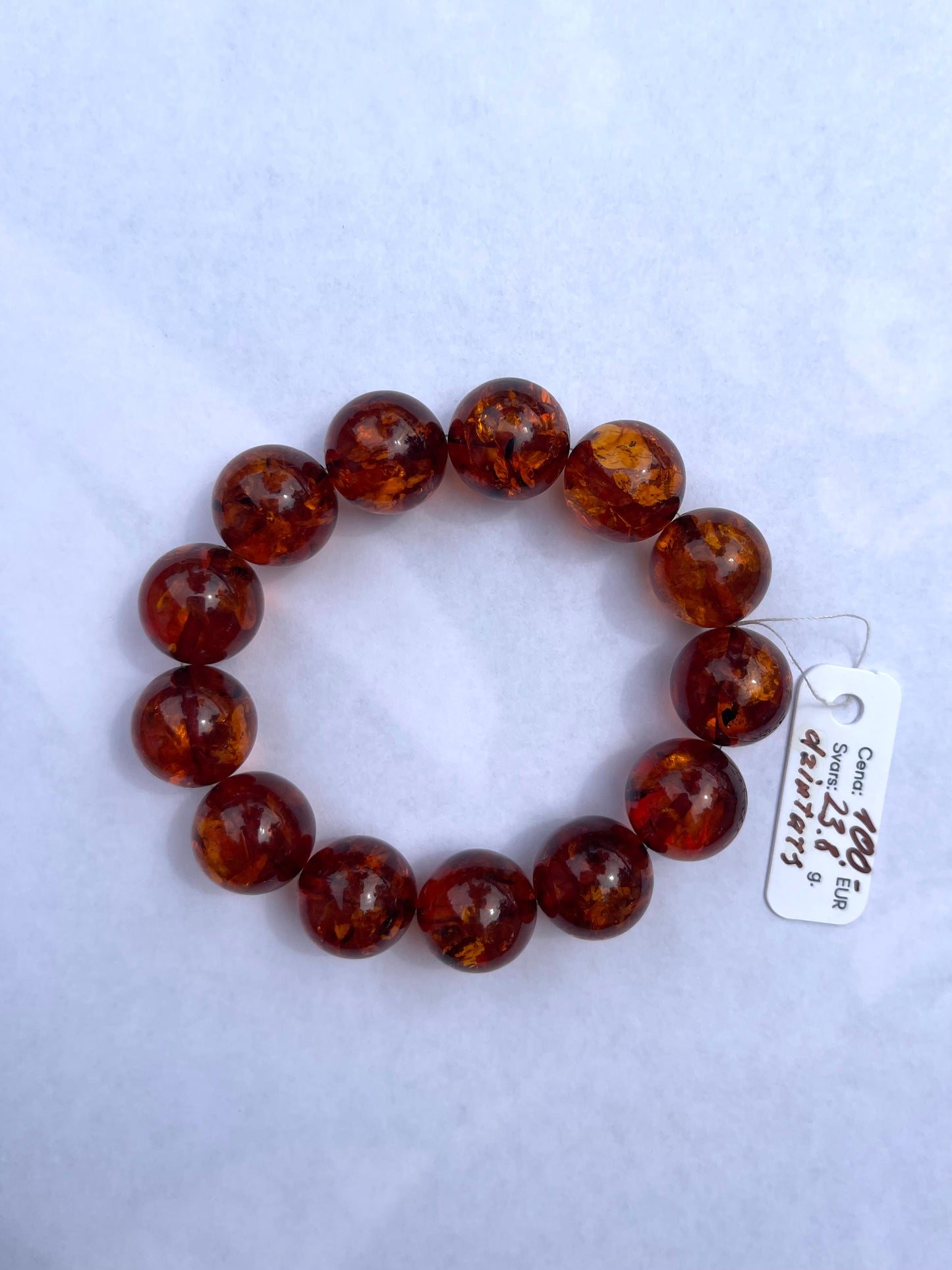 Amber Bracelet with Shiny Round Beads