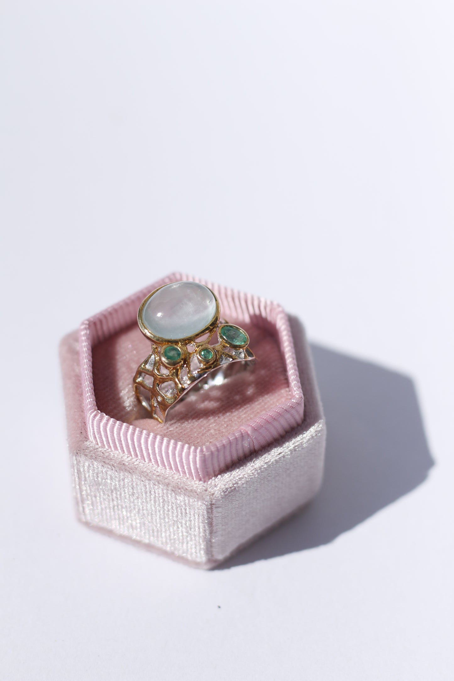 Aquamarine and Emerald Silver Ring