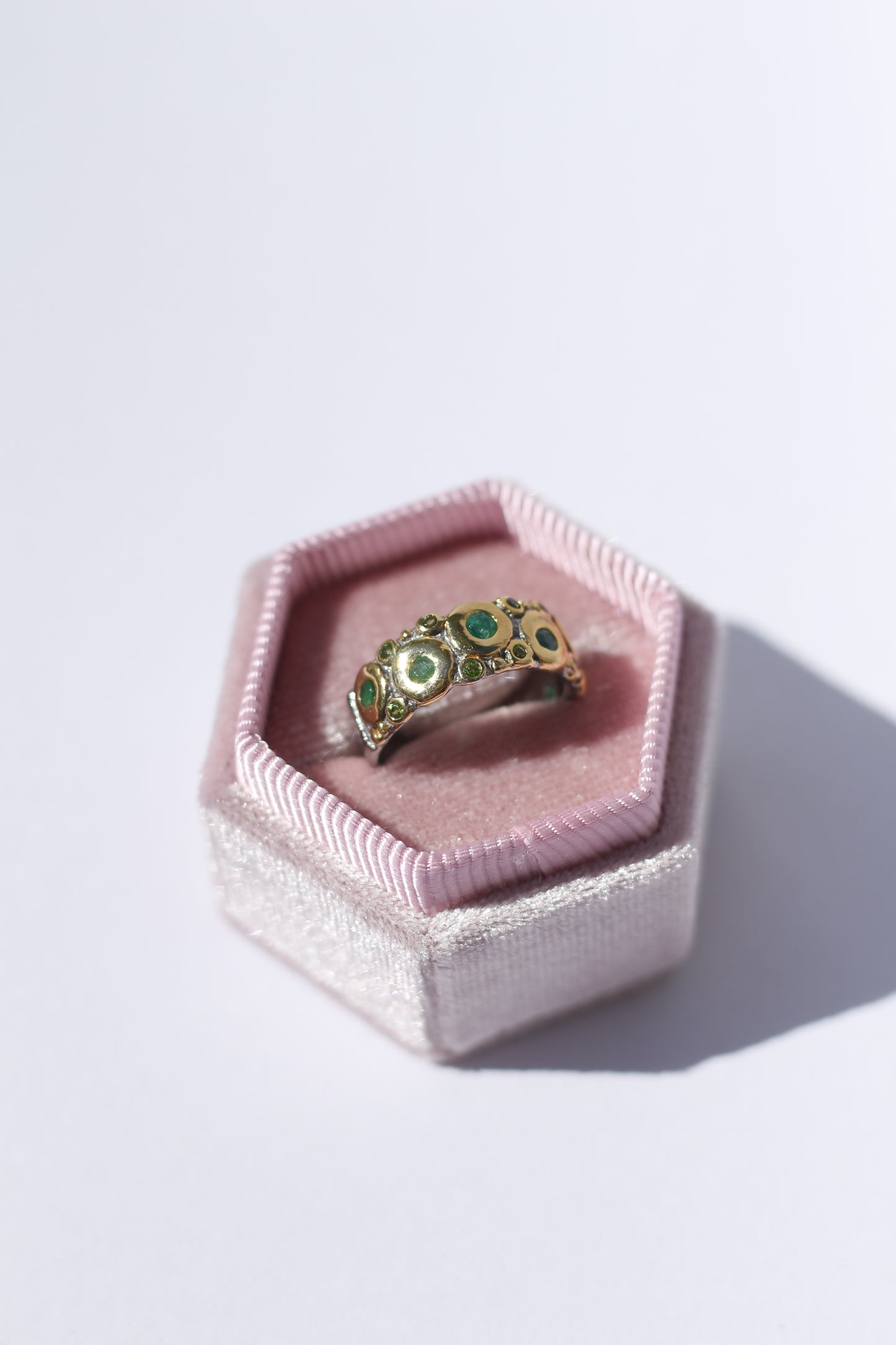 Natural Emerald Oxidized Silver Ring