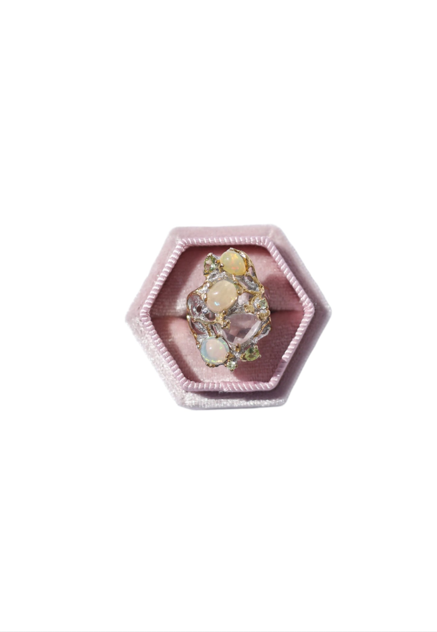 Opal Quartz and Peridot Cocktail Ring