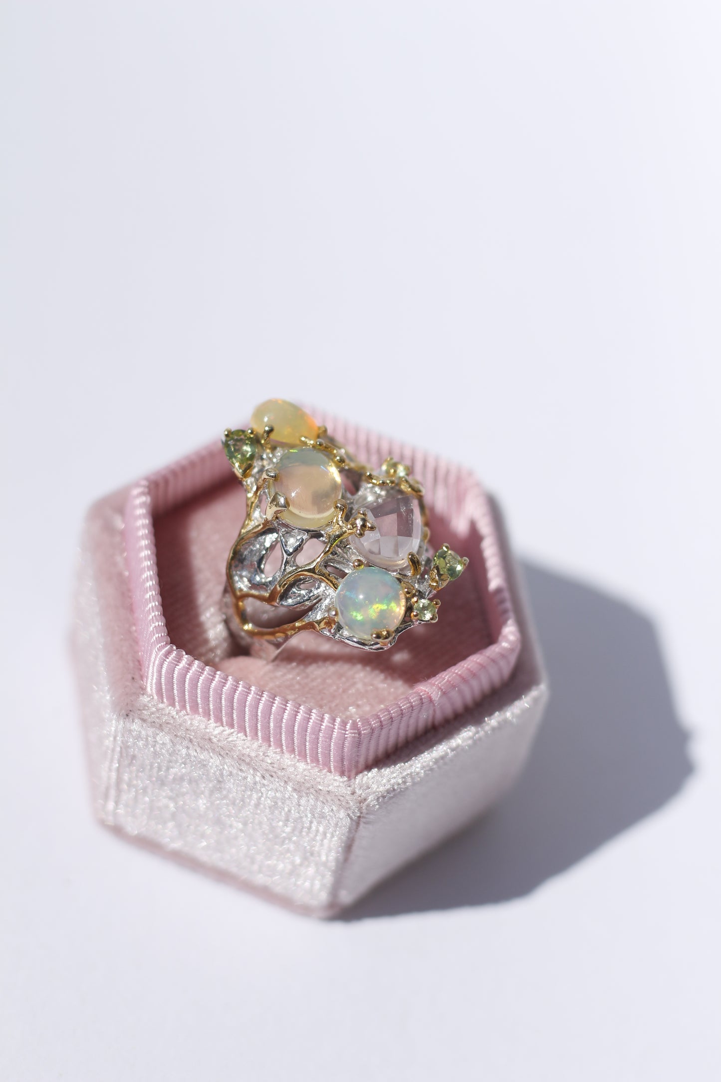 Opal Quartz and Peridot Cocktail Ring