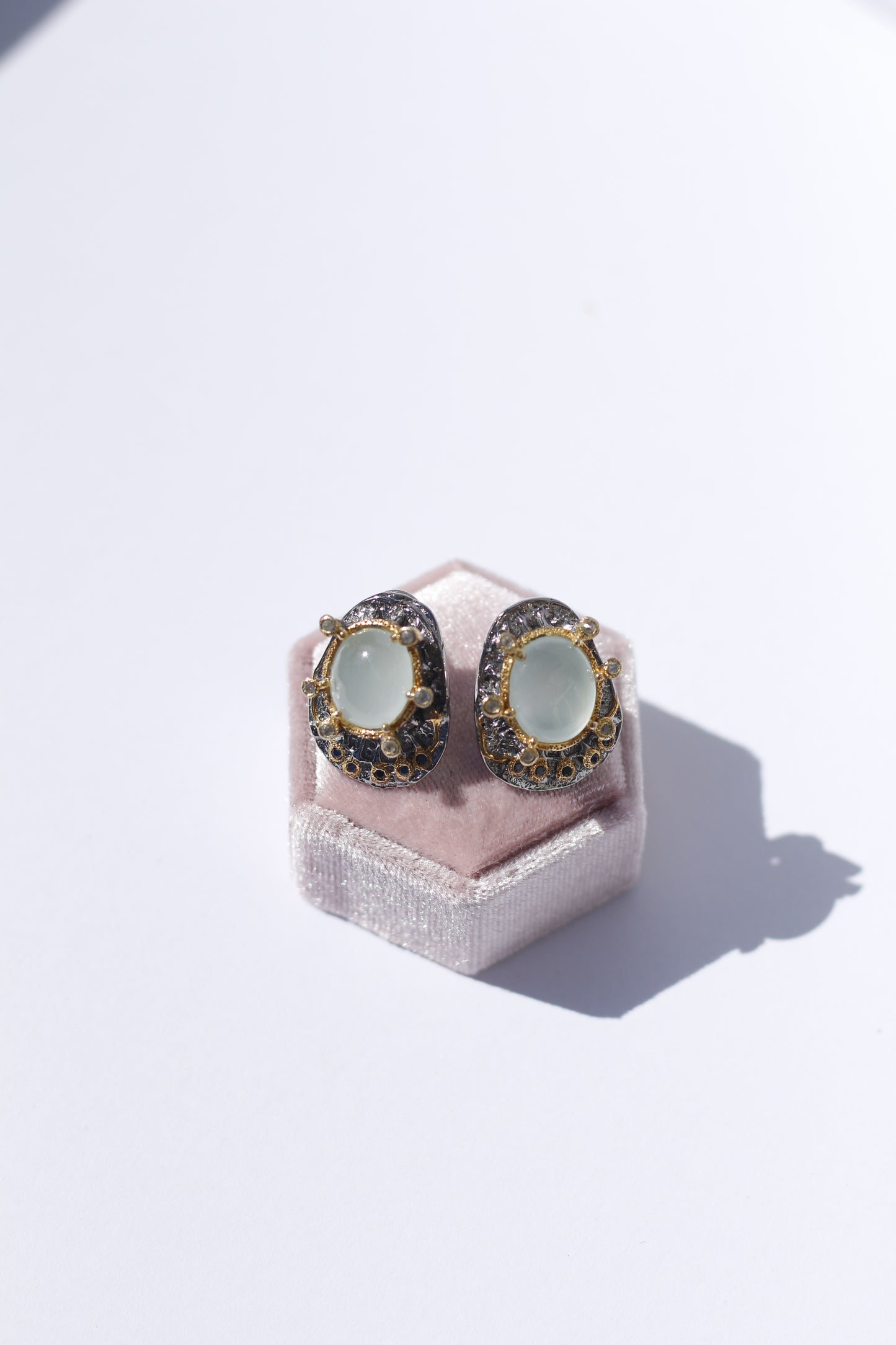 Aquamarine Topaz and Sapphire Silver Earrings