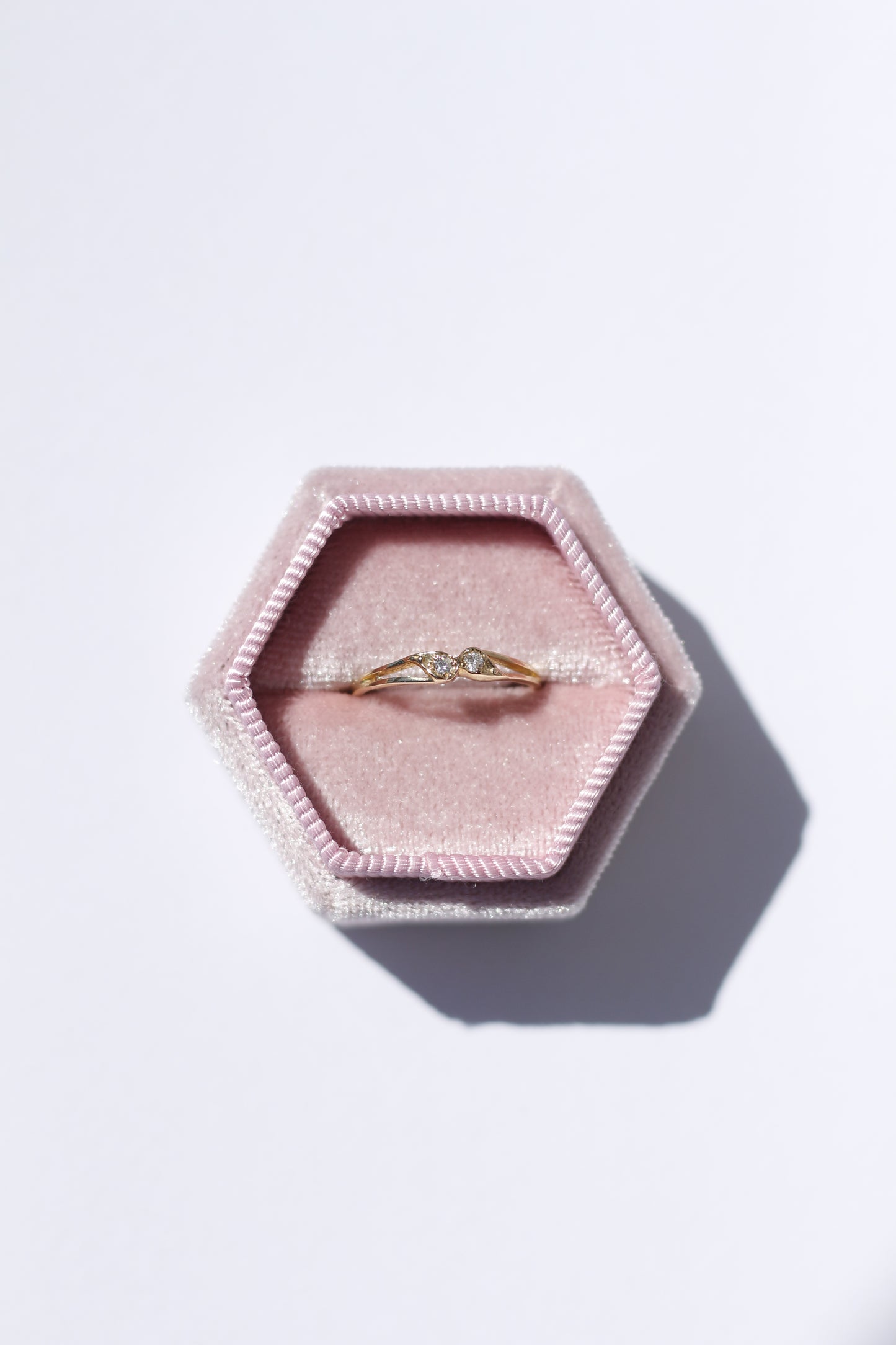 Double Diamond 14K Solid Gold Ring