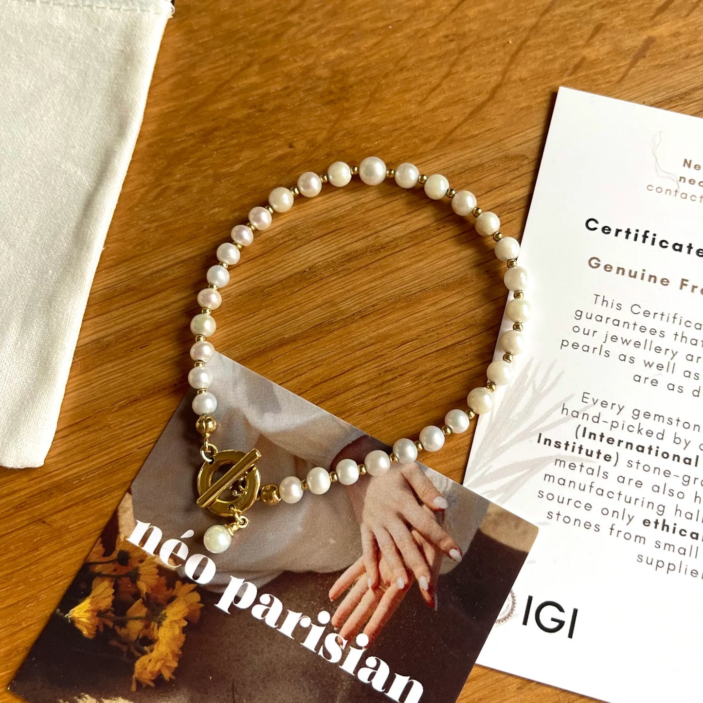 Pearl Bracelet with Silver Beads Thin