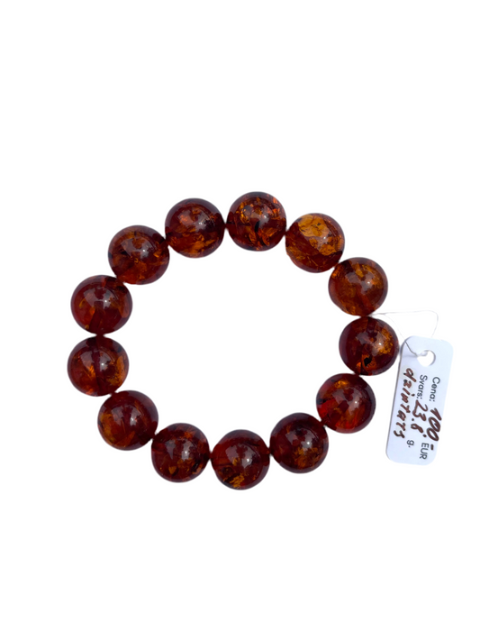 Amber Bracelet with Shiny Round Beads