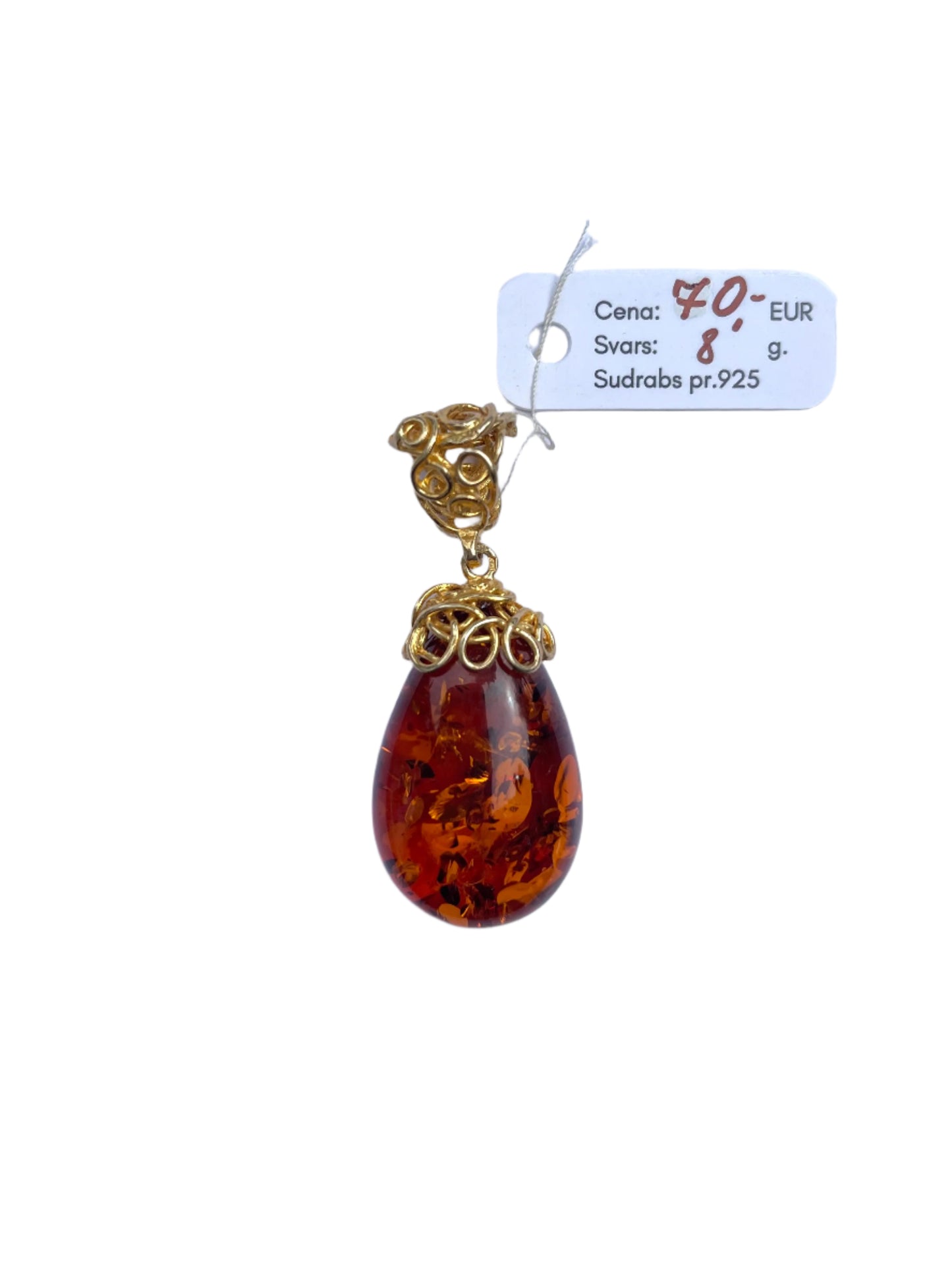 Gold Detail Amber Pendant