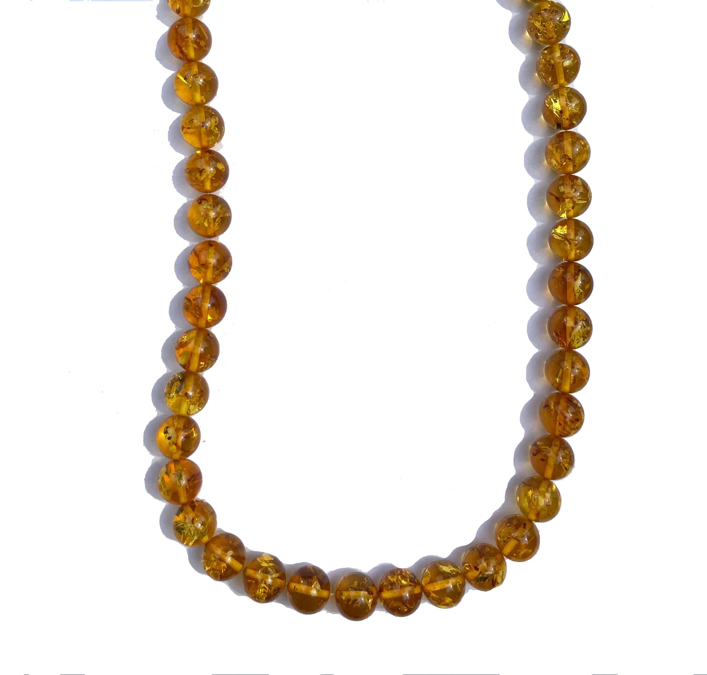 Light Yellow Round Amber Necklace