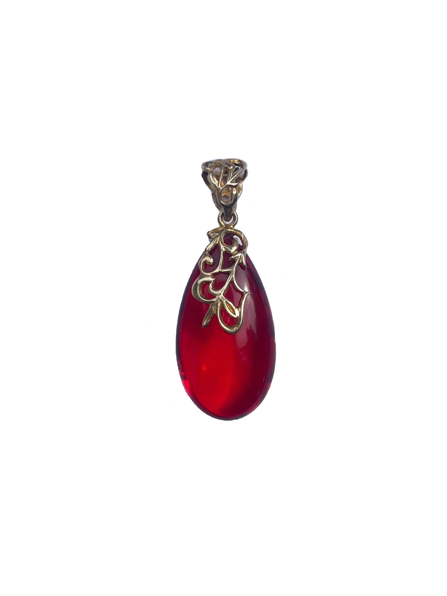 Long Amber Pendant with Detail