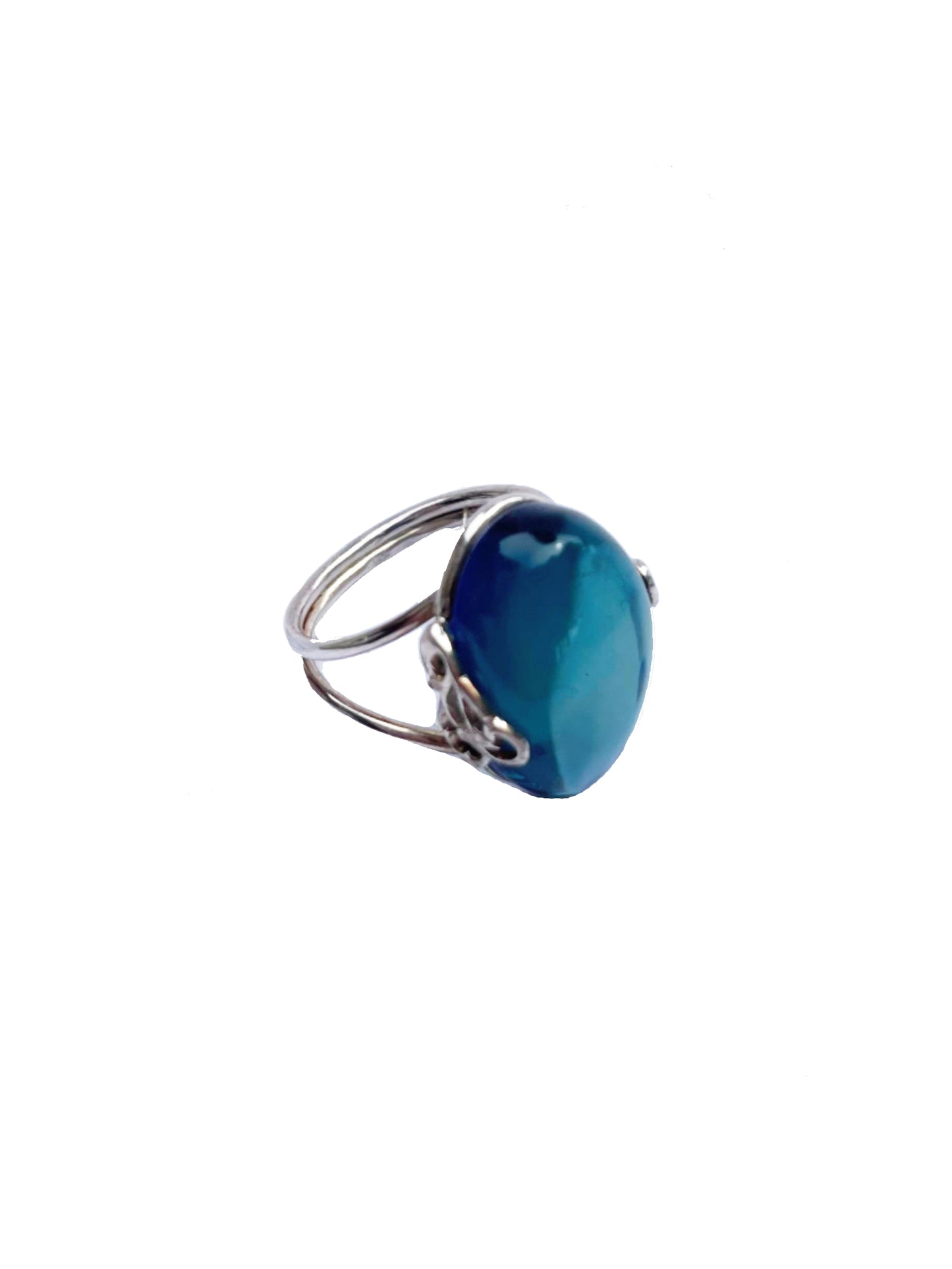 Blue Amber Ring