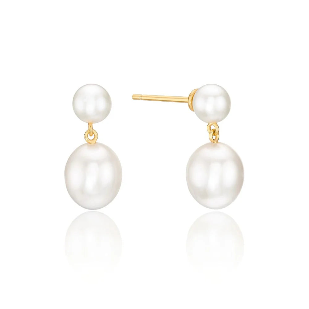 Pearl Stud Earrings Gold and Silver