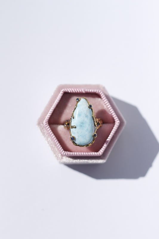 Lazulite Oxidized Silver Ring