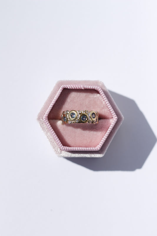 Bue Sapphire and Topaz Silver Ring