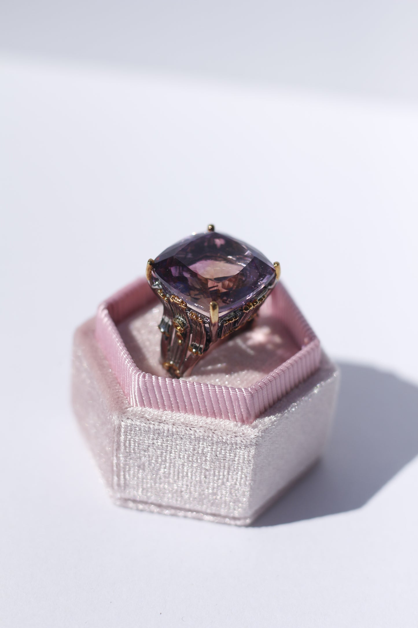 Big Amethyst Oxidized Silver Ring