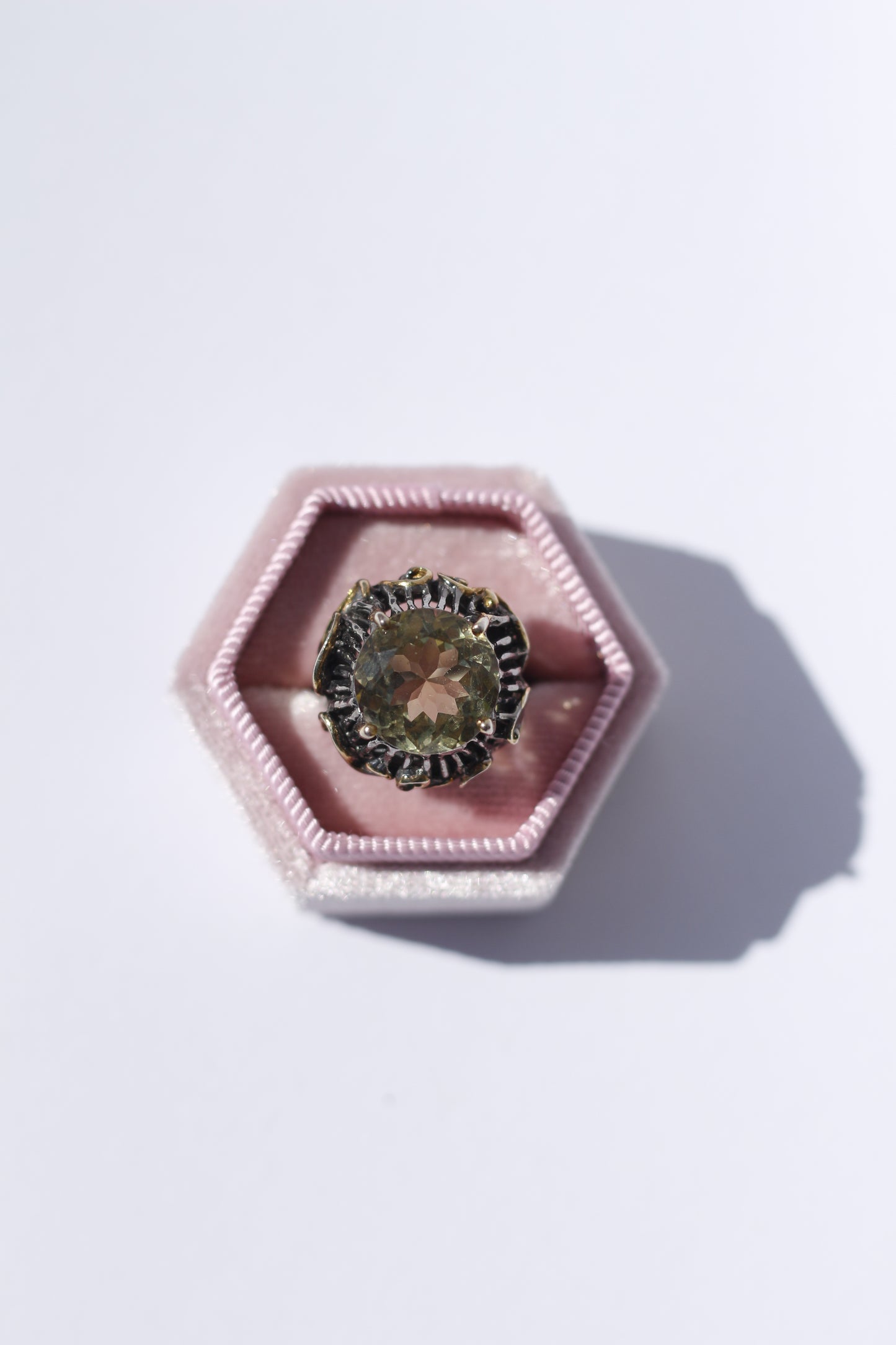 Big Citrine Oxidized Silver Ring