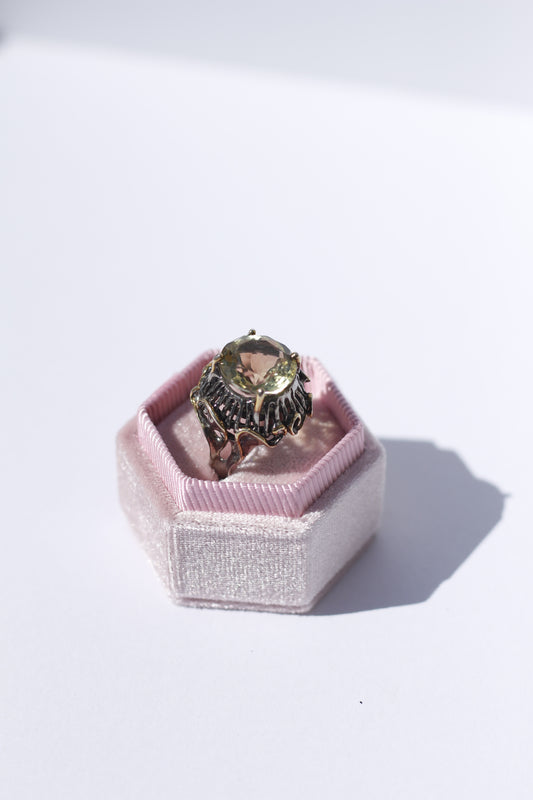 Big Citrine Oxidized Silver Ring