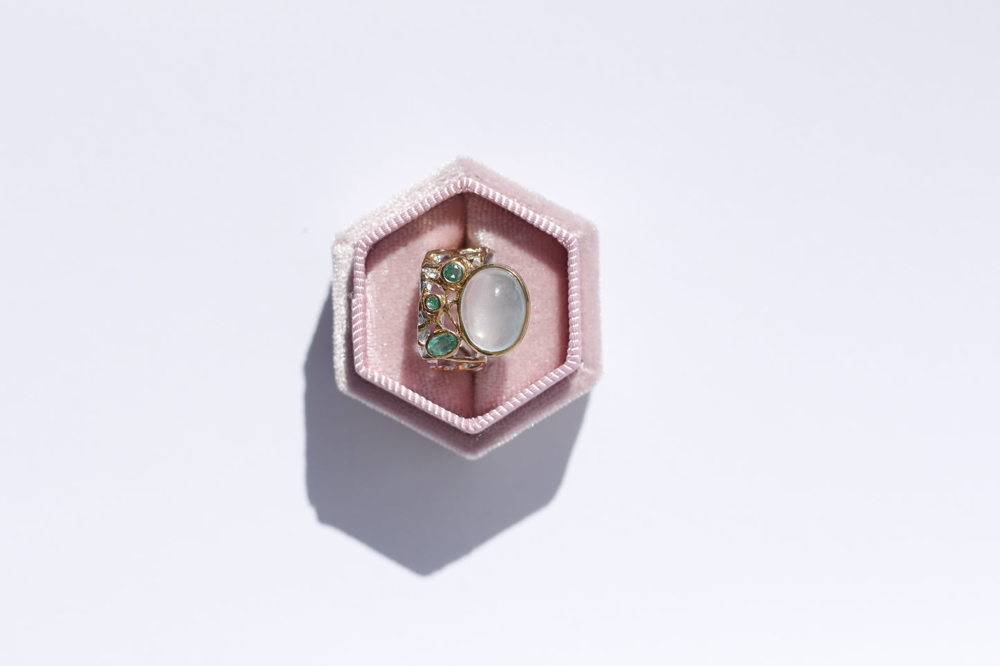 Aquamarine and Emerald Silver Ring