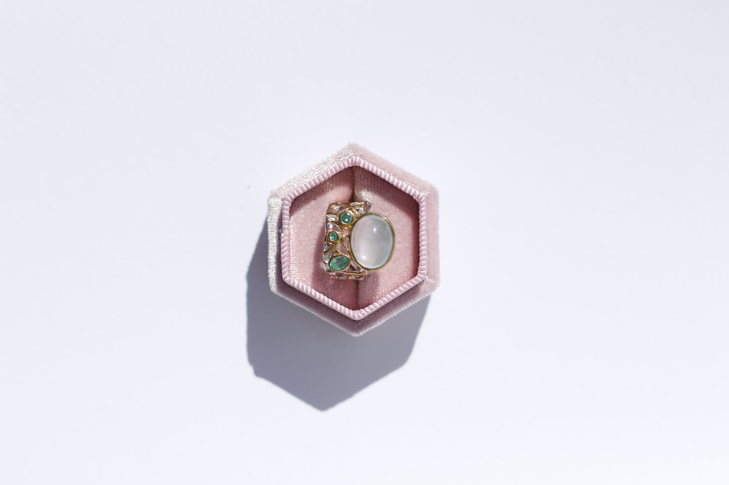 Aquamarine and Emerald Silver Ring
