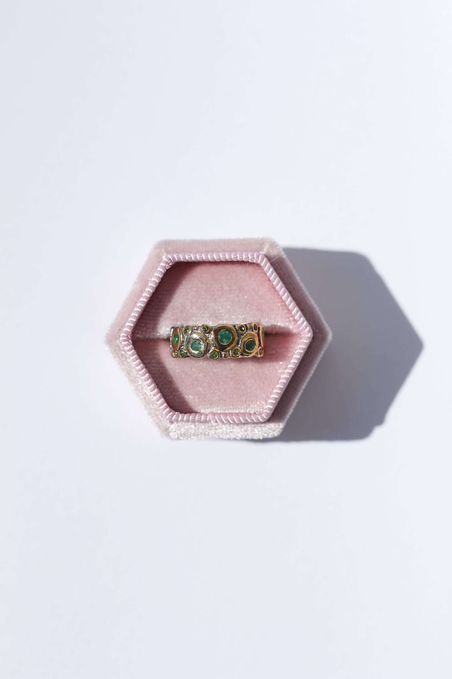 Natural Emerald Oxidized Silver Ring