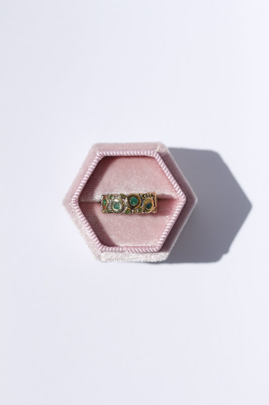 Natural Emerald Oxidized Silver Ring