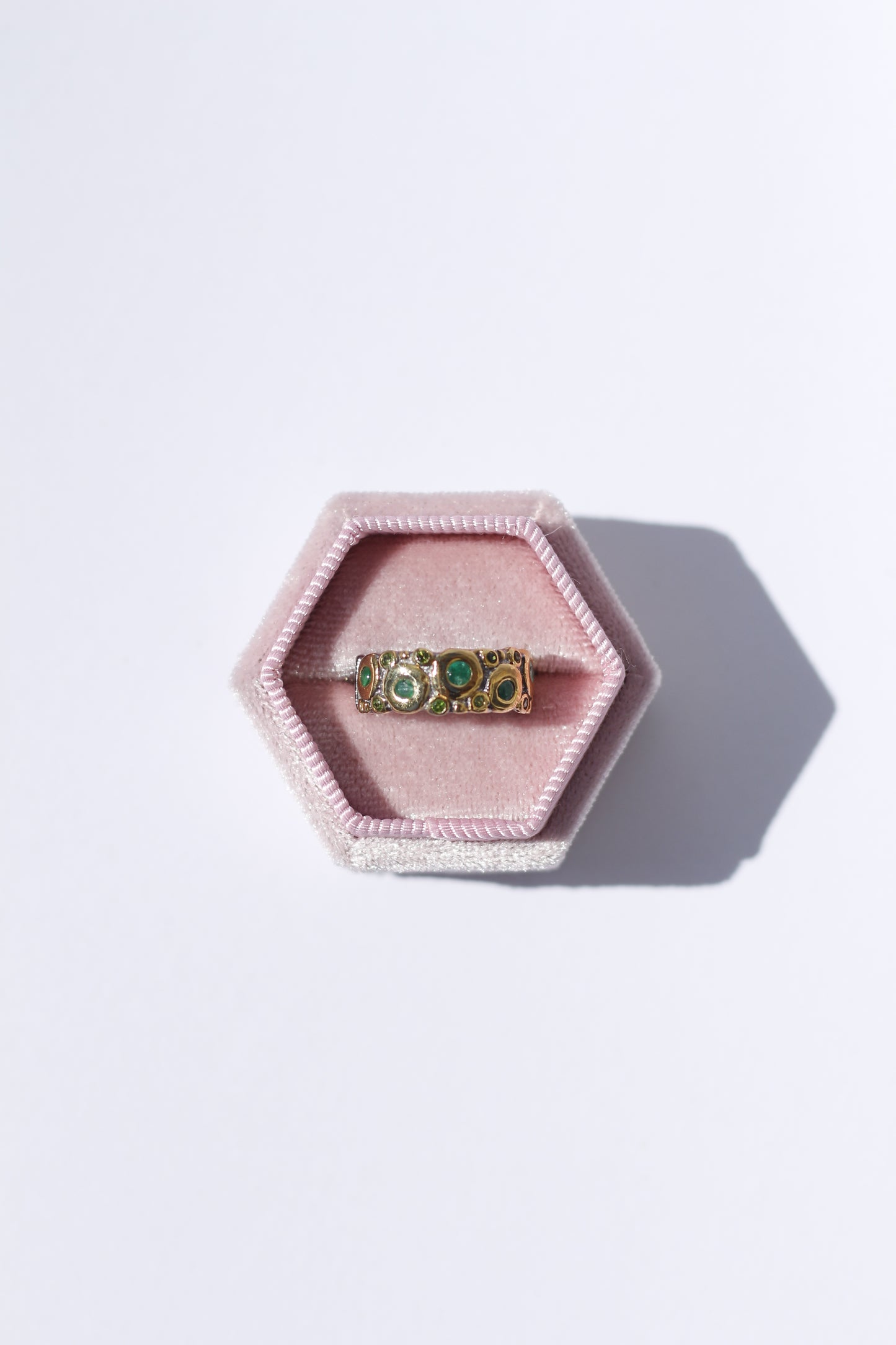 Natural Emerald Oxidized Silver Ring
