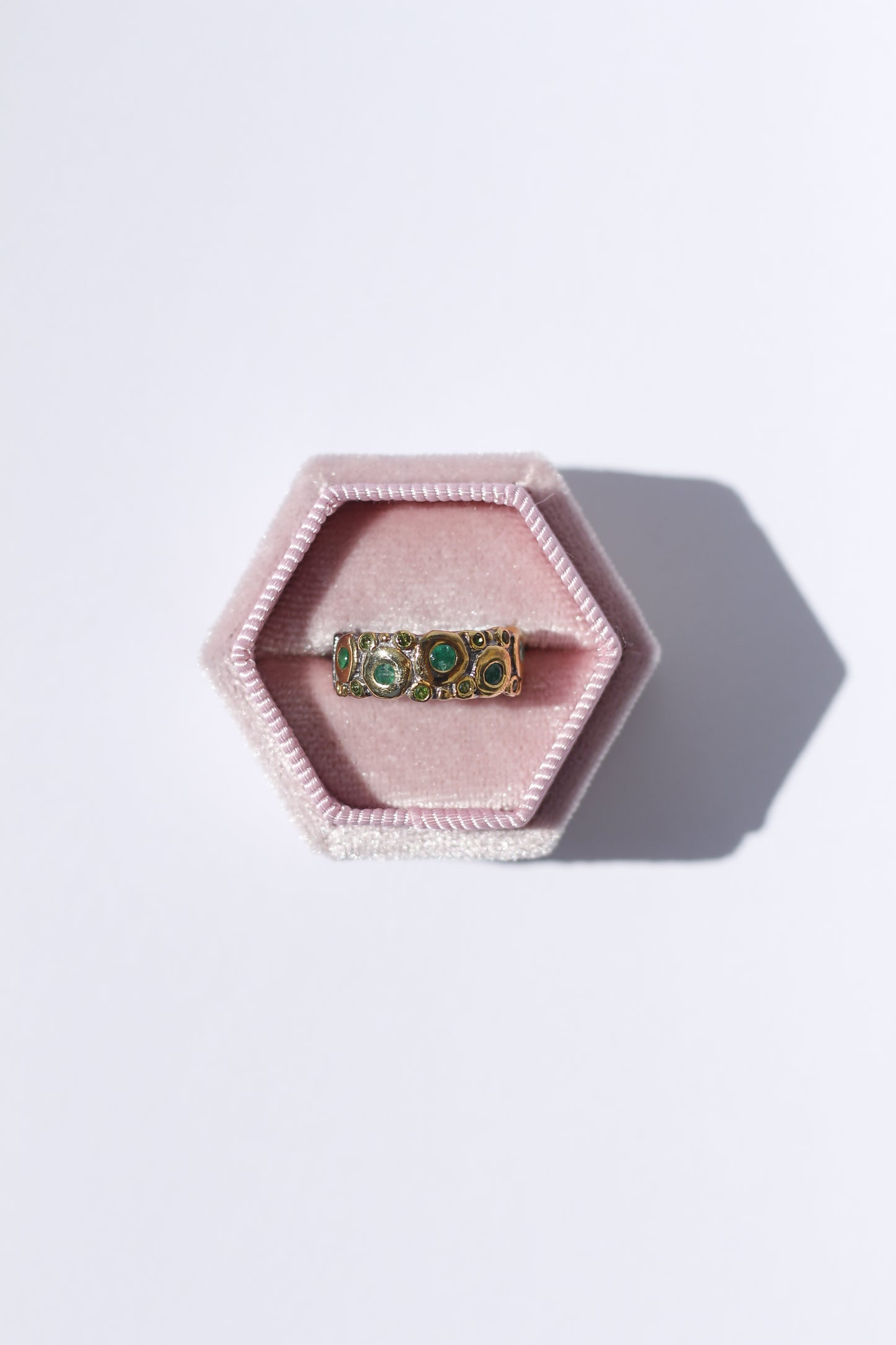 Natural Emerald Oxidized Silver Ring