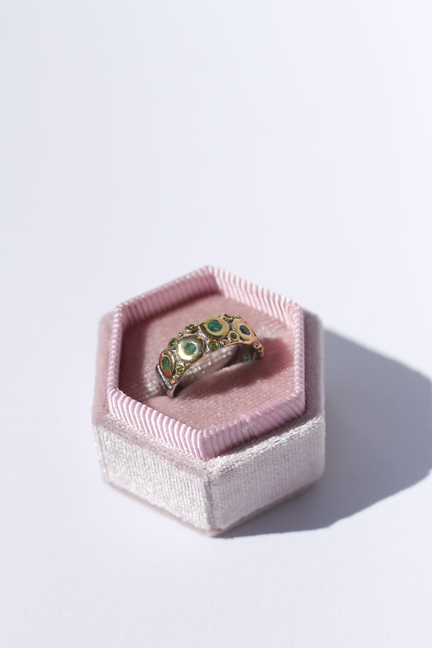 Natural Emerald Oxidized Silver Ring