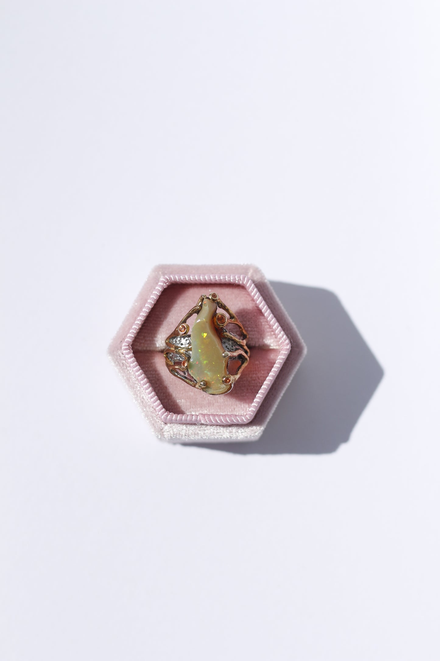 Chunky Opal Oxidized Silver Ring
