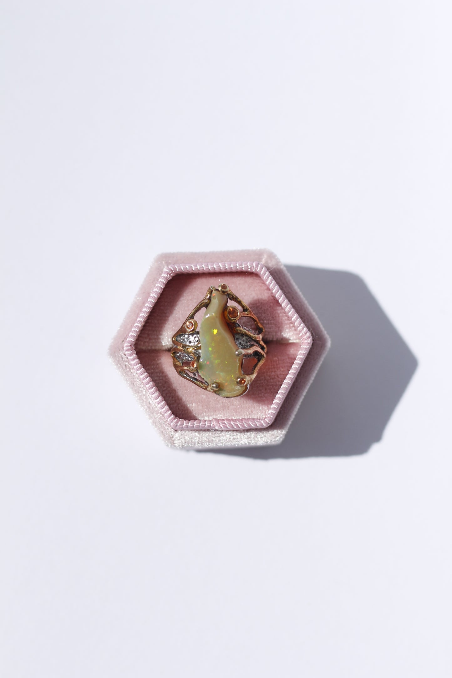 Chunky Opal Oxidized Silver Ring