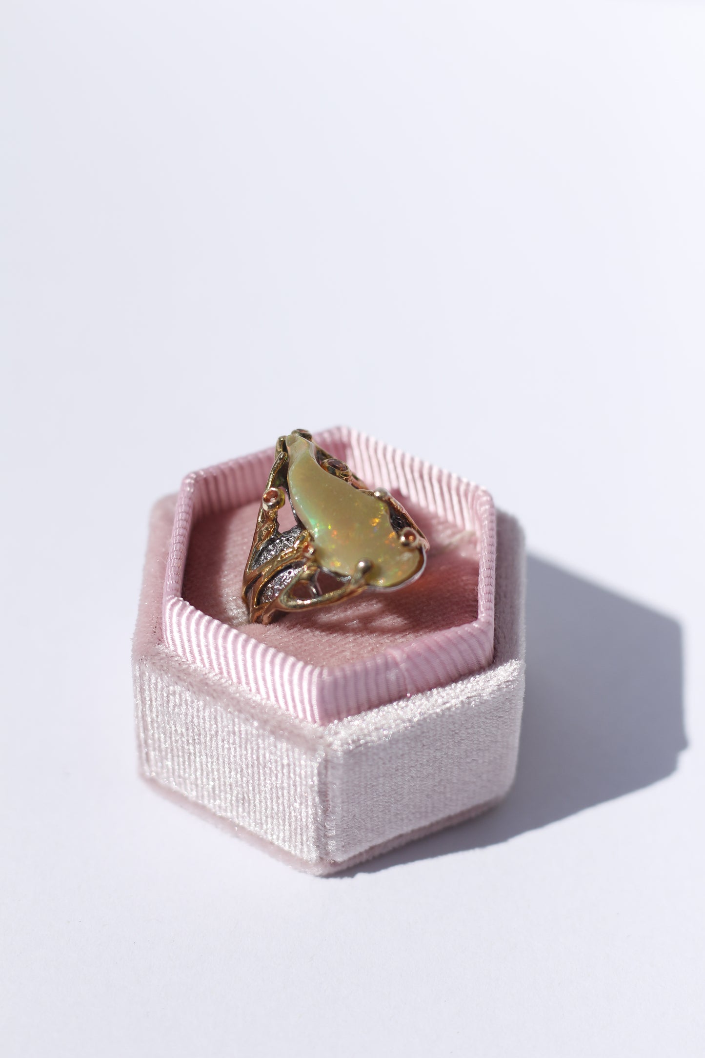 Chunky Opal Oxidized Silver Ring