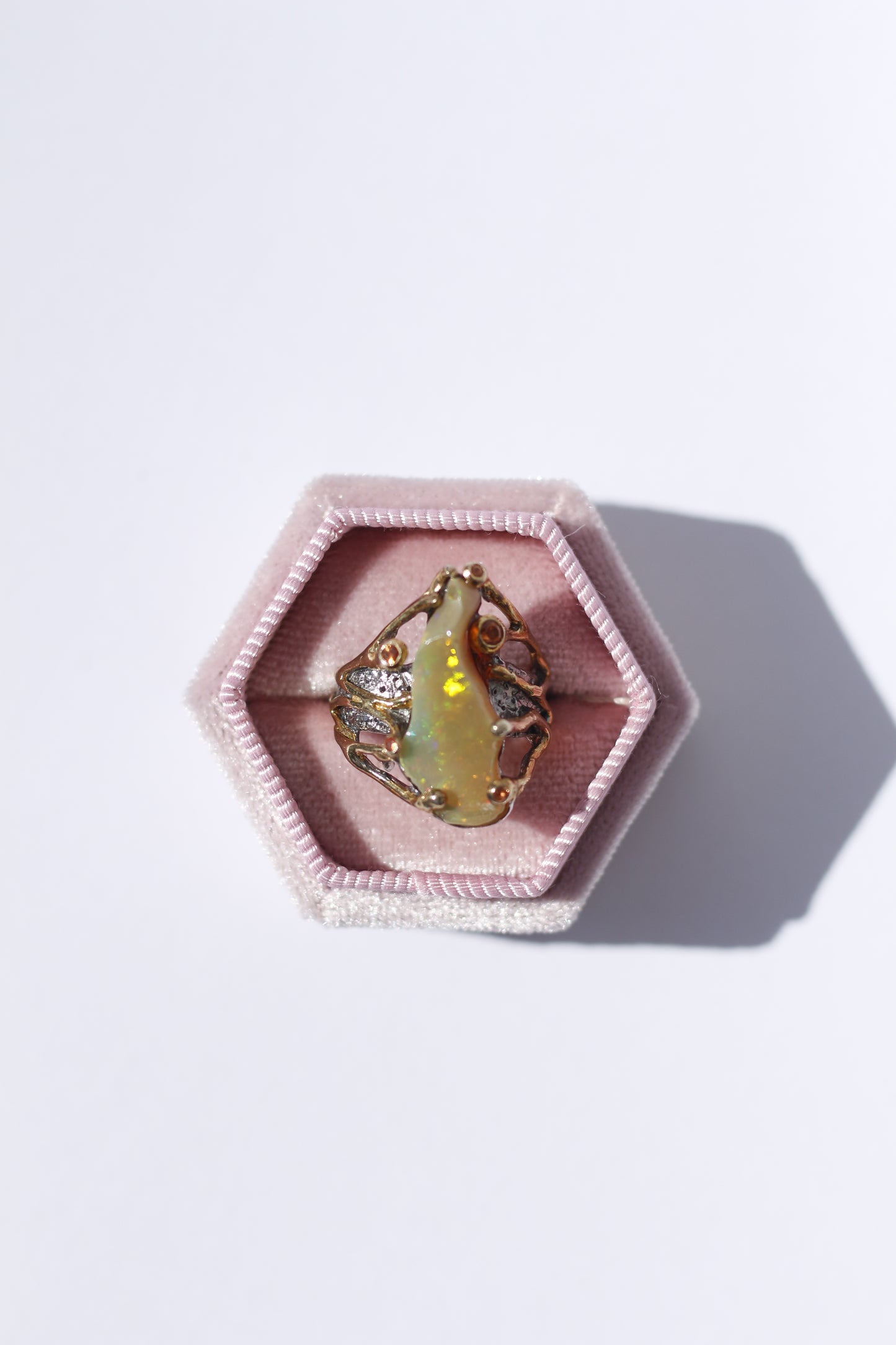 Chunky Opal Oxidized Silver Ring
