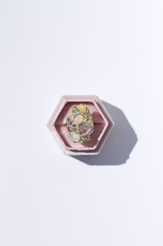 Opal Quartz and Peridot Cocktail Ring