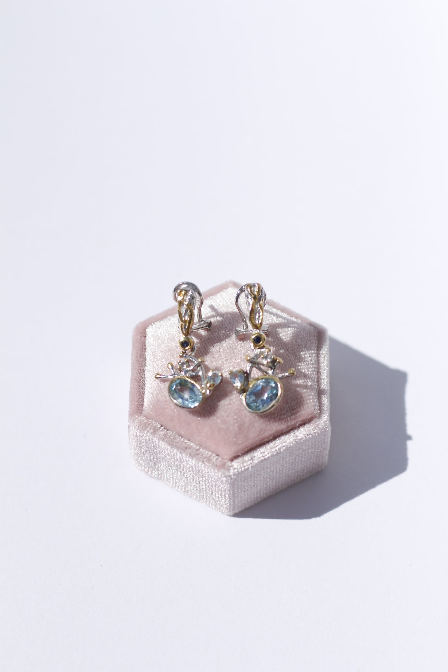 Blue Topaz and Sapphire Earrings