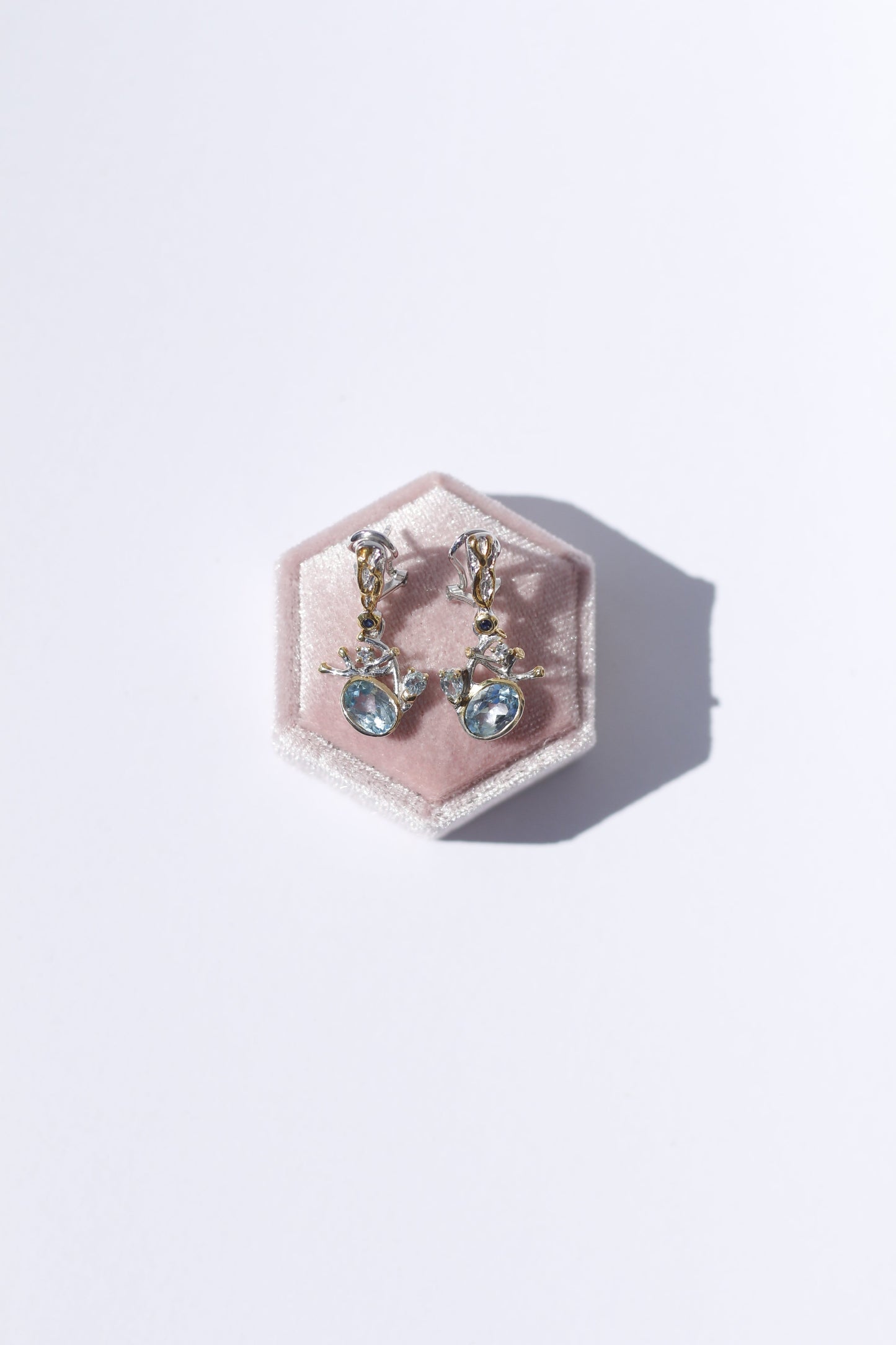 Blue Topaz and Sapphire Earrings