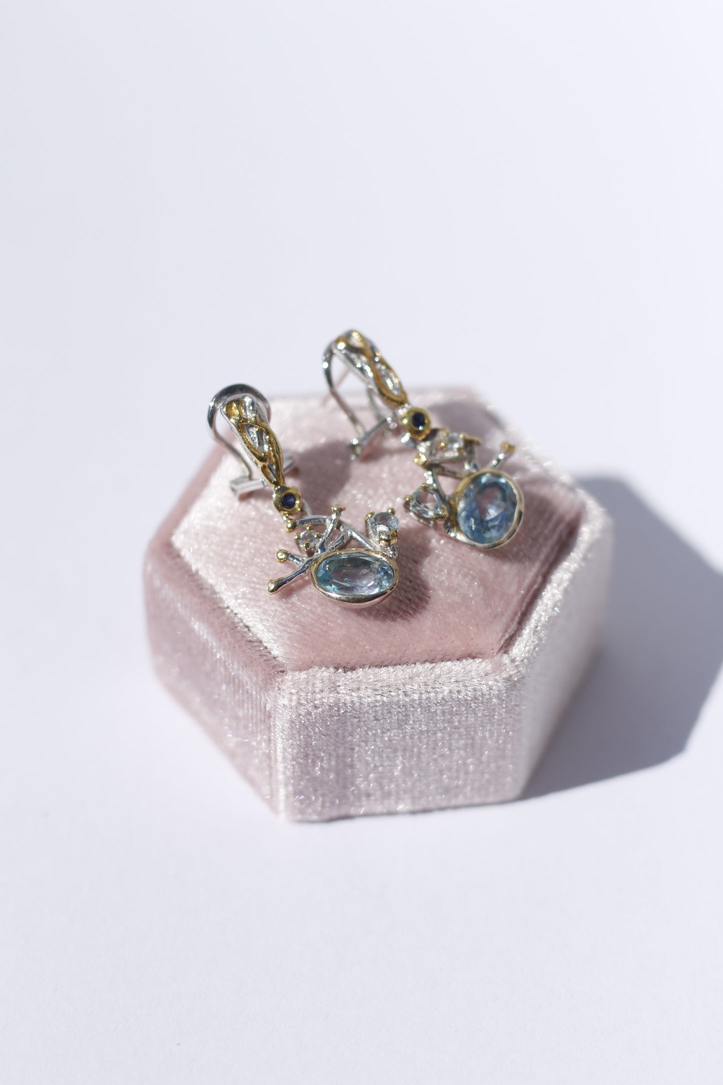 Blue Topaz and Sapphire Earrings