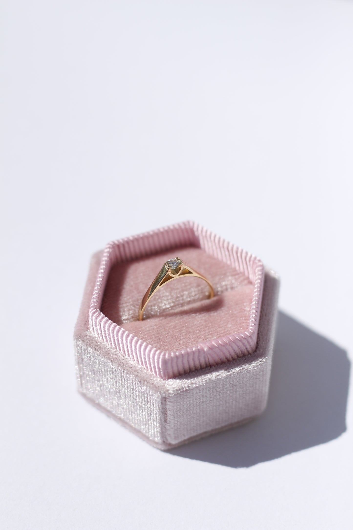 Side Detail Solid Gold Ring with a Diamond