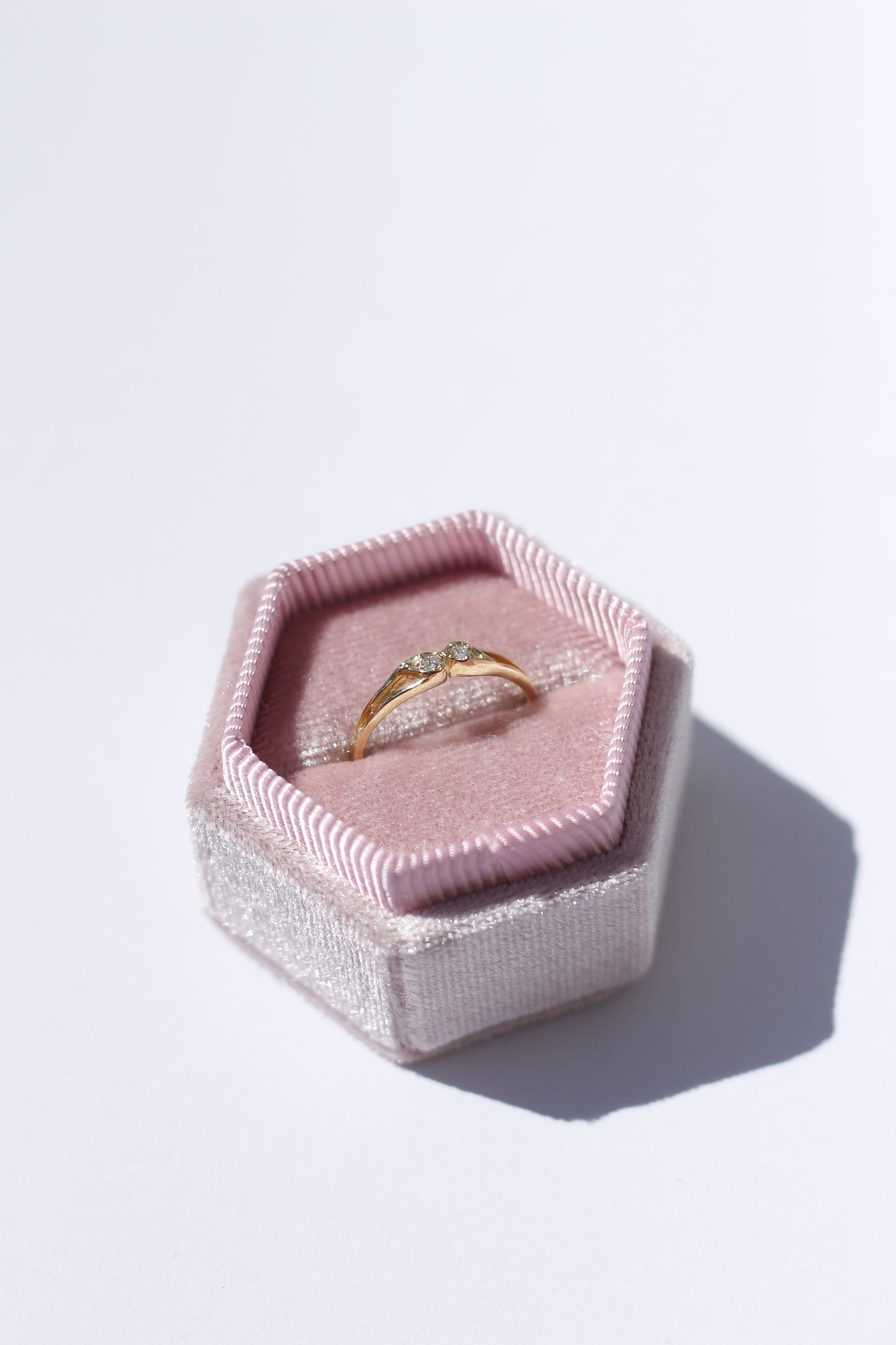 Double Diamond 14K Solid Gold Ring