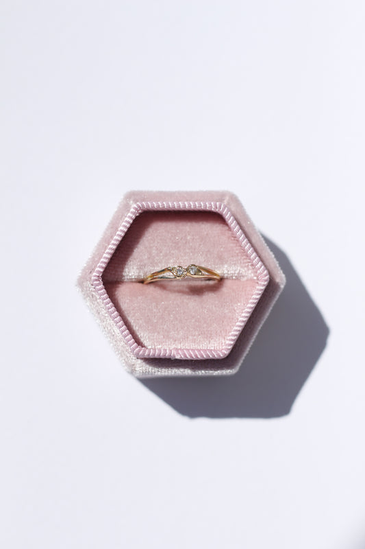 Double Diamond 14K Solid Gold Ring