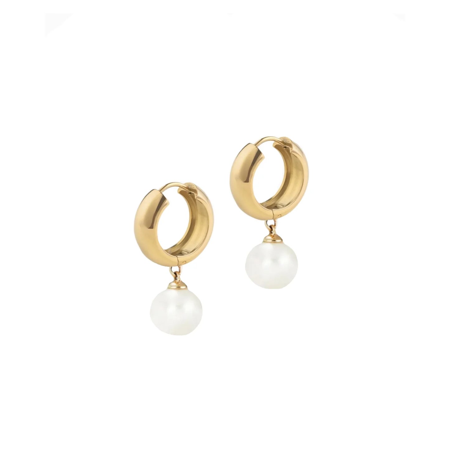 Pearl Chunky Hoop Earrings Gold and Silver
