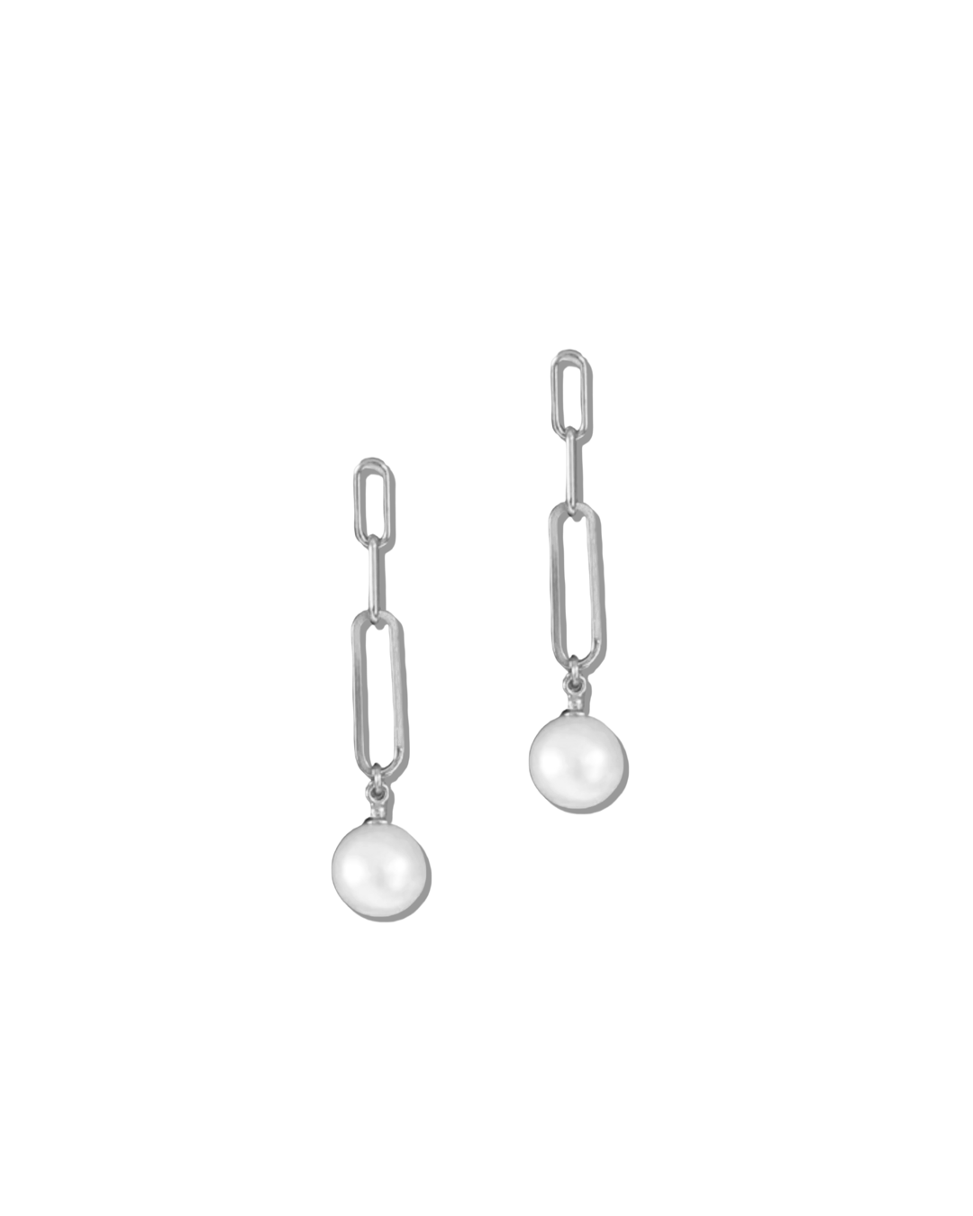 Pearl Earrings Paperclip Gold and Silver