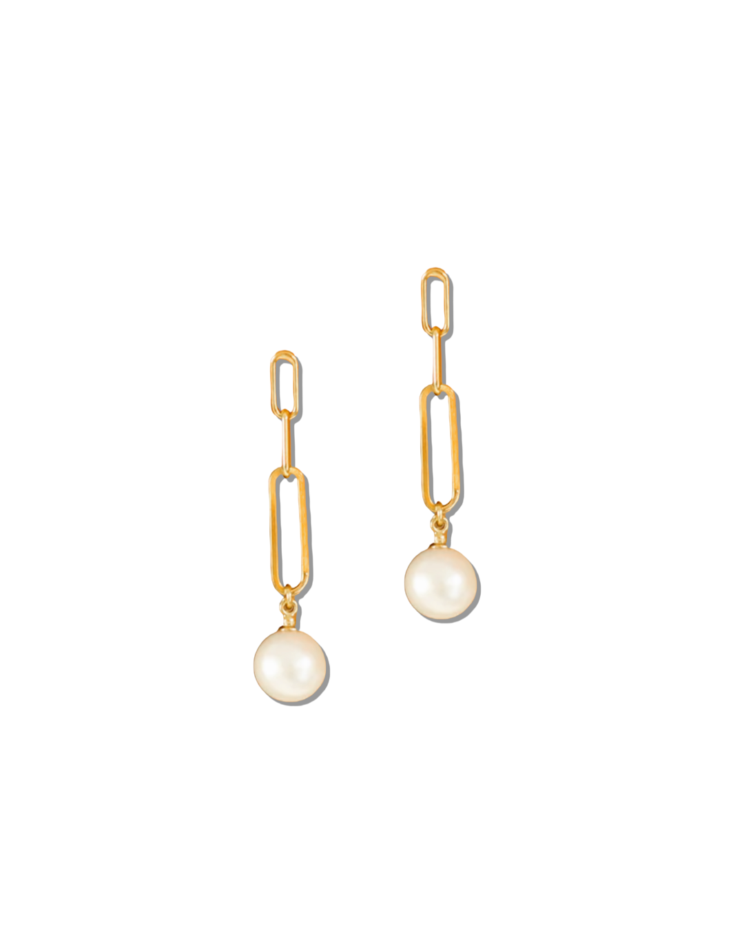 Pearl Earrings Paperclip Gold and Silver