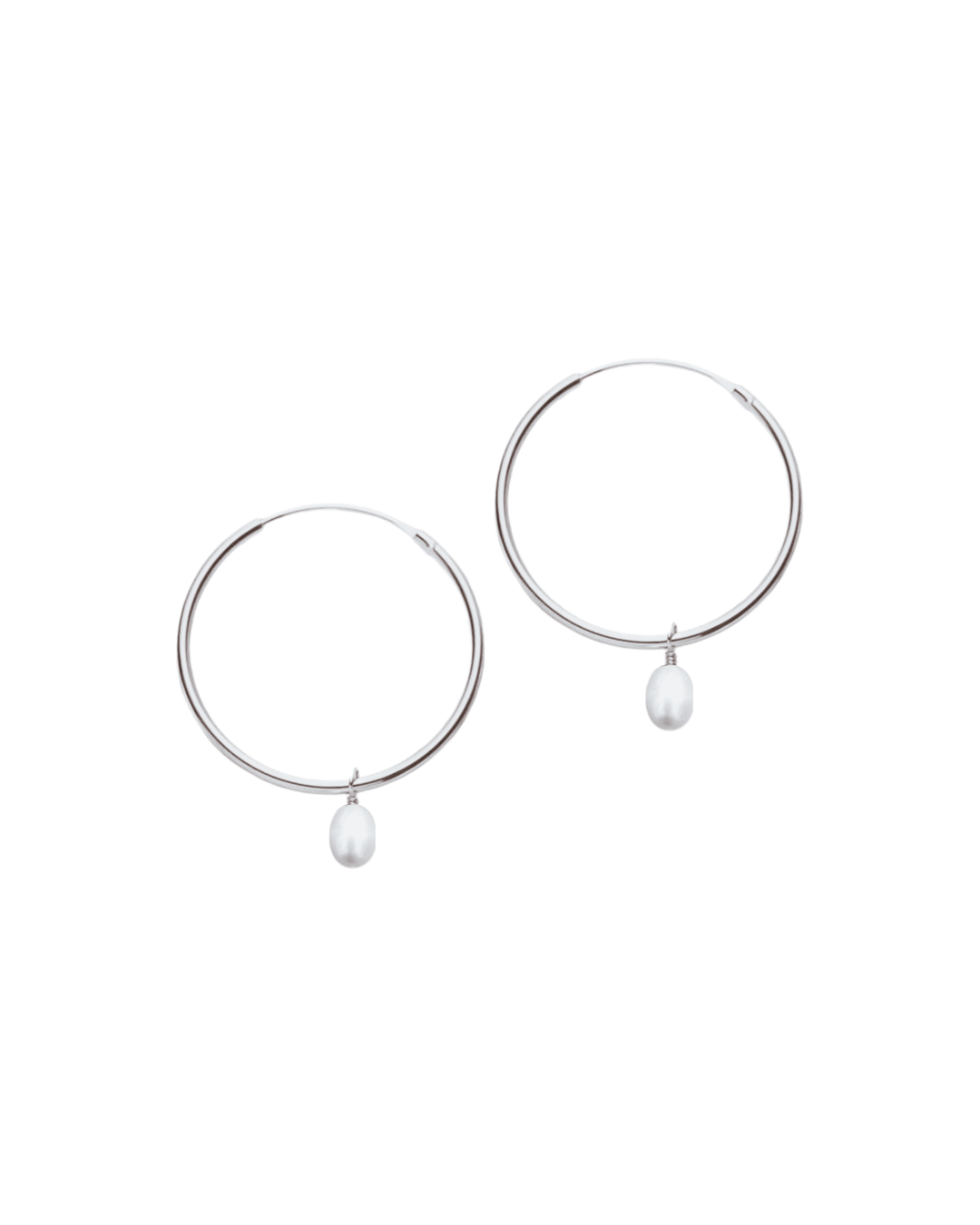 Pearl Earrings Large Hoops